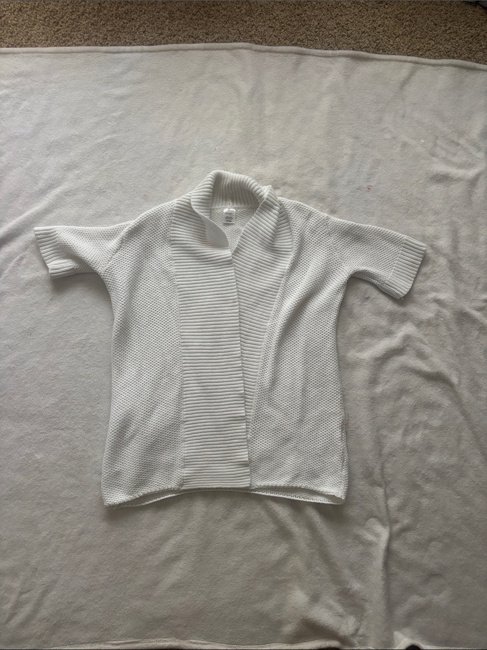 Jockey White Short-Sleeve Open Front Knit Cardigan